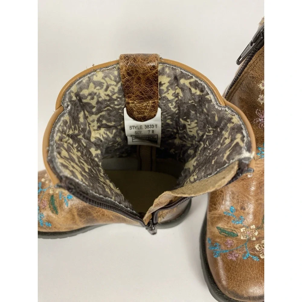 Smoky Mountain Girl's Western Floral Embroidered Leather Boots SZ 7R Toddler